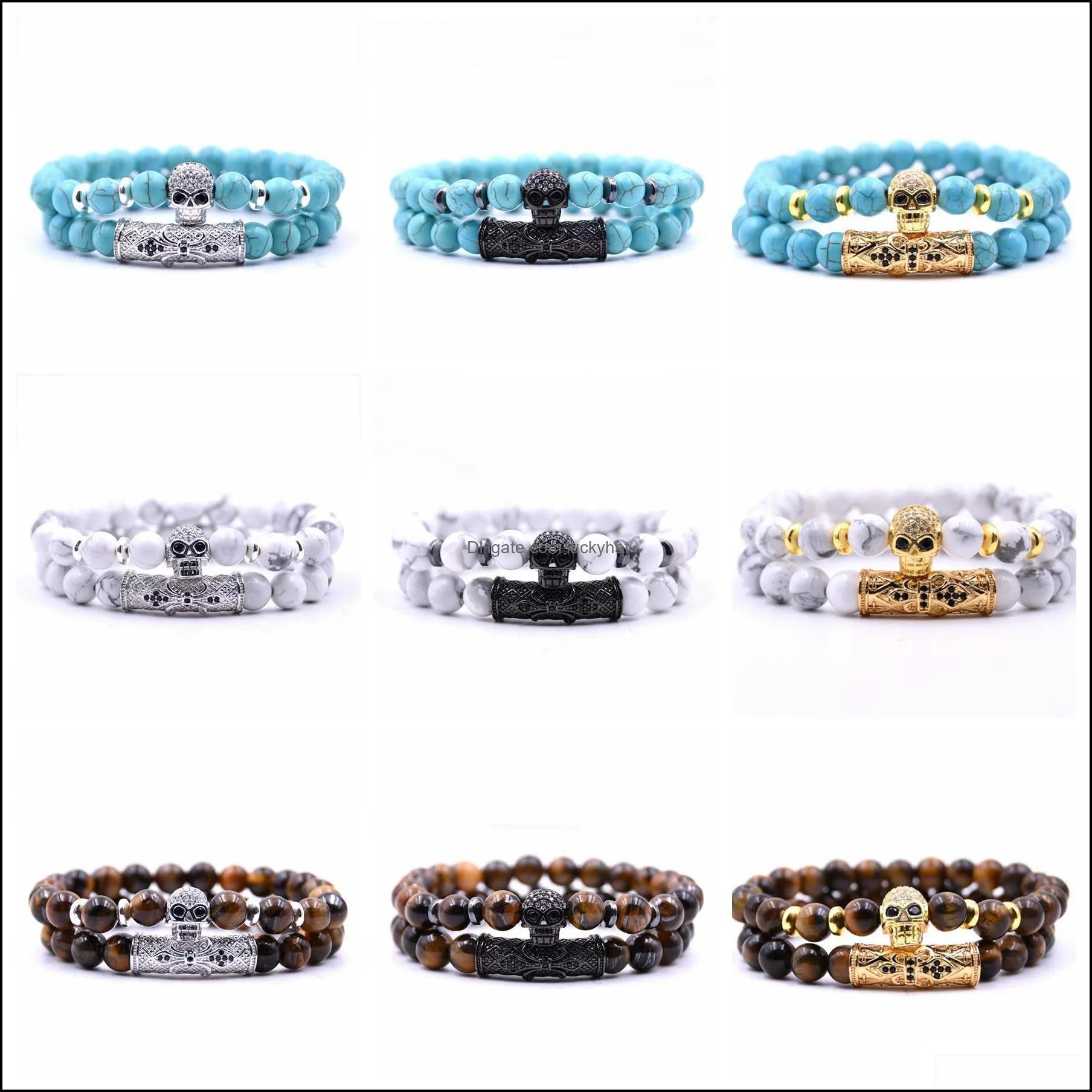 Micro-inlaid zircon skull bracelet set (2) couple 2018 summer perfect fashion birthday bracelet gift