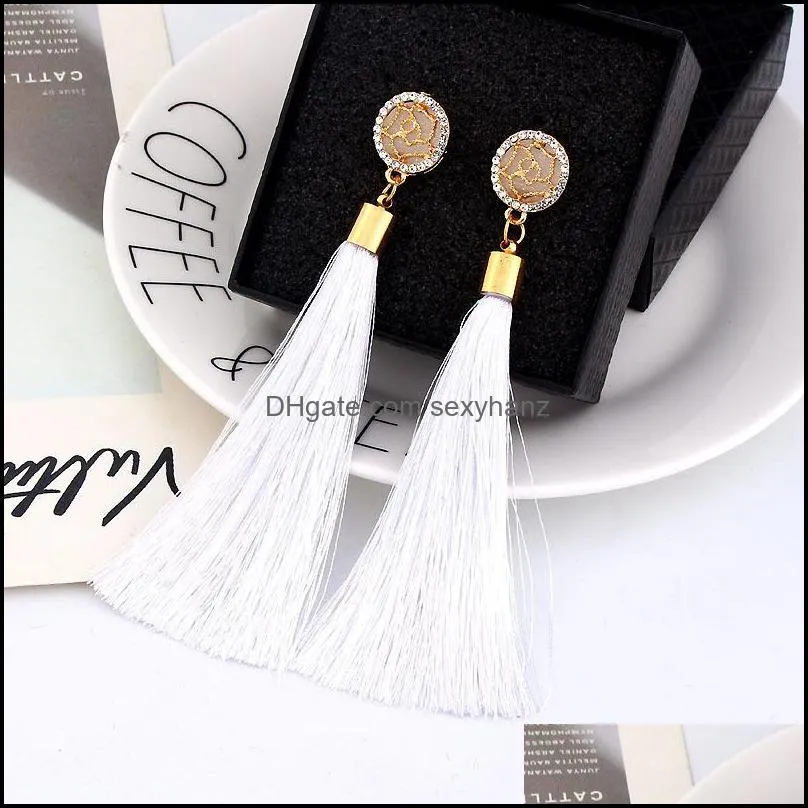 2020 Boho Crystal Long Tassel Drop Earrings studs For women girls Ethnic Geometric Dangle Statement Earring Fashion Jewelry christmas