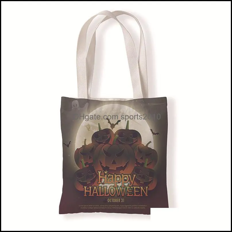 Gift Wrap Pumpkin Canvas bag Halloween printing Single shoulder Hand carry High Capacity environment protection Shopping bags literature Pocket change 5 8wd