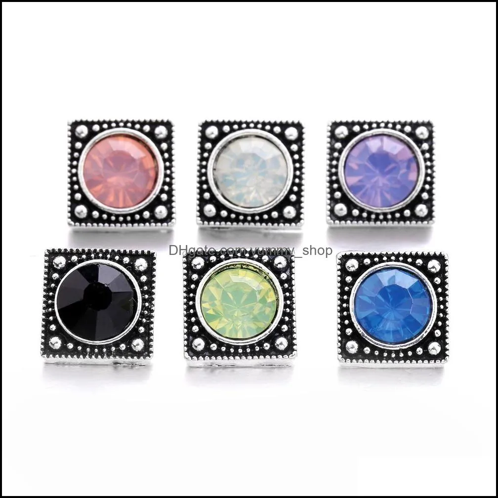 fashion mini rhinestone snap button jewelry components 12mm metal snaps buttons fit earrings bracelet bangle noosa tz002