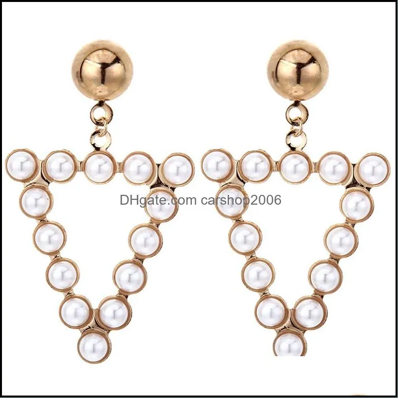 fashion pearl crystal earrings women large hoop dangle earring charm jewelry for girls rhinestone drop studs party favor k115fa