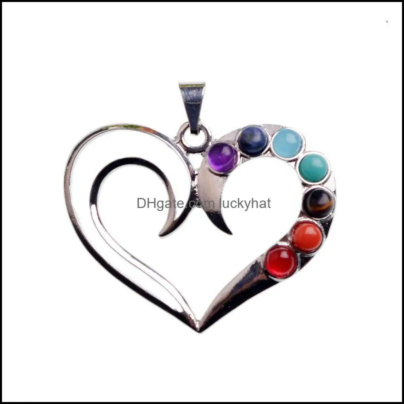 Seven chakra gemstone handmade heart necklace ladies winter sweater exquisite necklace