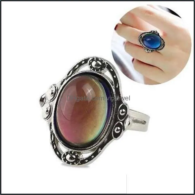 vintage retro color change mood ring oval emotion feeling changeable ring temperature control color rin wmtfzr dh_garden 821 q2