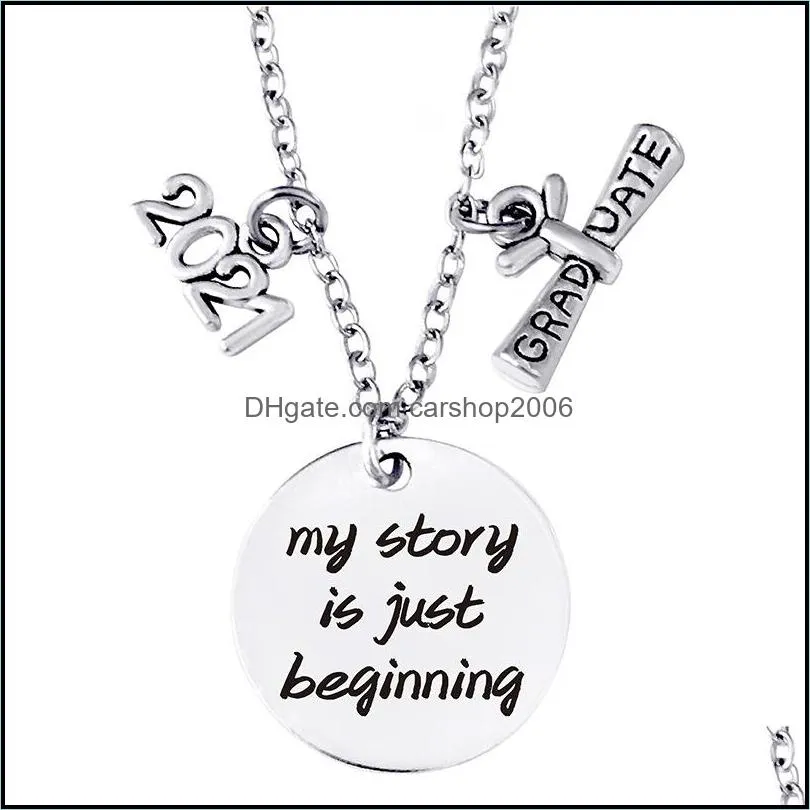 2021 graduation gift friends inspirational necklace pendant creative jewelry stainless steel necklaces for her high school