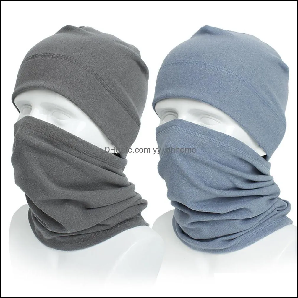Winter Hat And Scarf Set Mens Cycling Face Mask Rabbit Wool Warm Wrap Neck Ring For Men And Women Hats Scarves