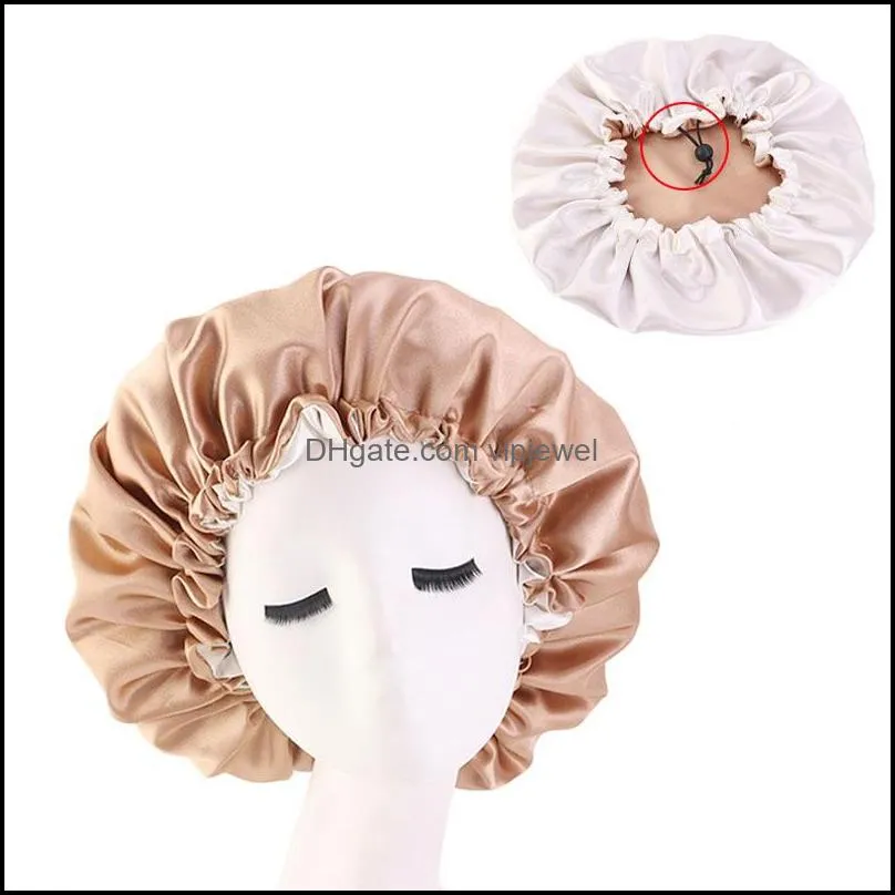 Silk Night Sleep Cap Women headwear durags Durag hair loss Hat Double side wear caps Girls Satin Bonnet for Hair hats Head Cover New