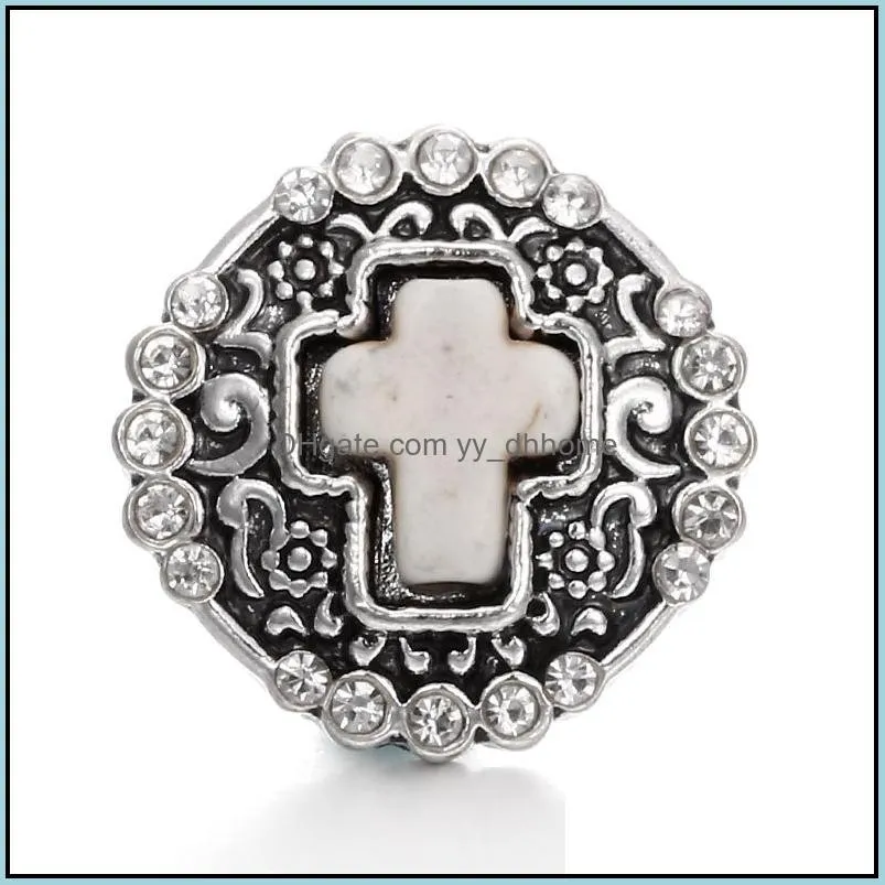 cross snap button jewelry component 18mm metal snaps buttons fit bracelet bangle noosa n010