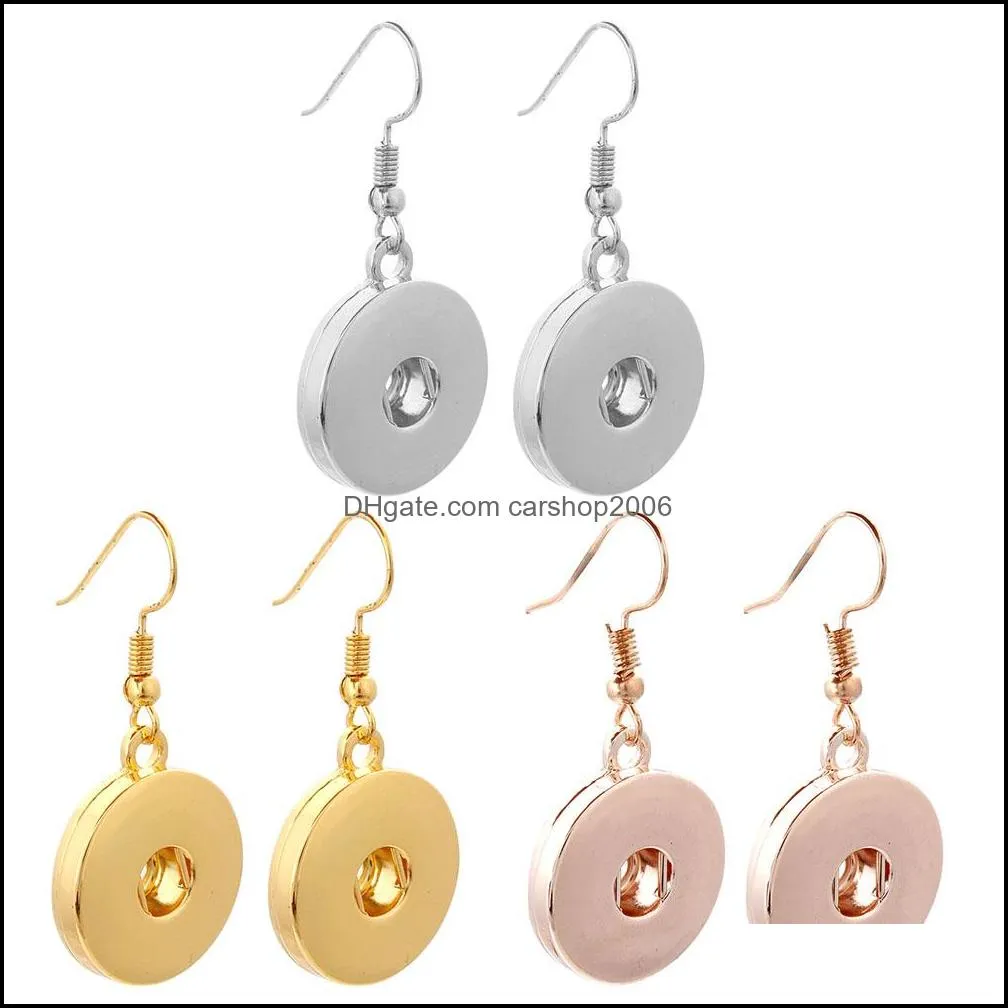 fashion lady 18mm 18mm snap button charms earrings for women gold silver plated metal jewelry