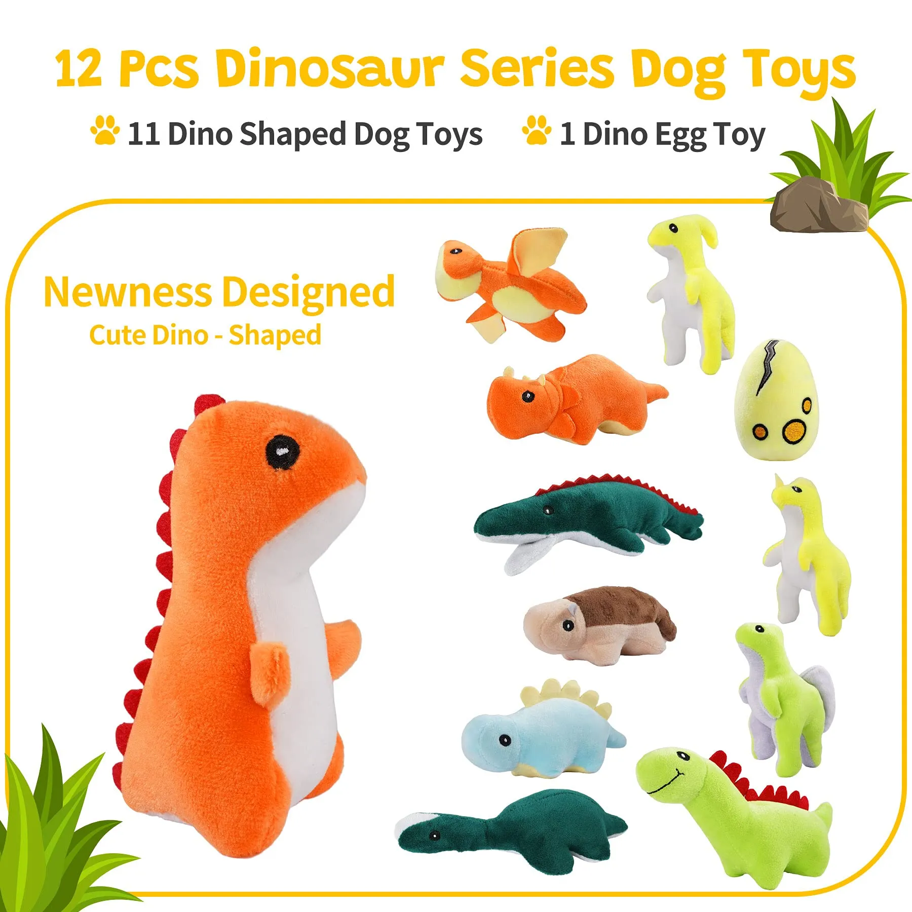 dog squeaky toys for puppy dinosaurshaped puppy toys for teething dog chew toys with plush dog toys for small dogs