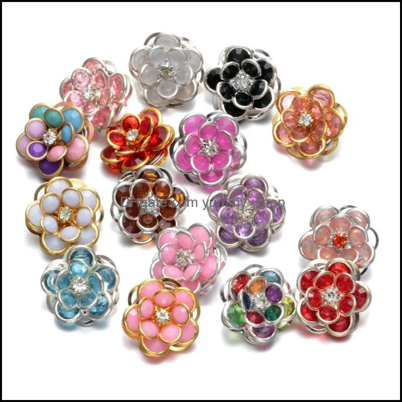 fashion snap button jewelry components colorful acrylic bead flower 18mm metal snaps buttons fit bracelet bangle noosa sh007