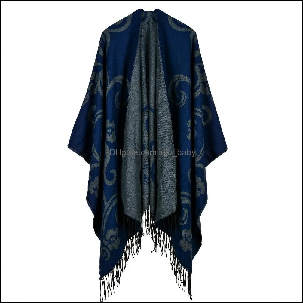 2pc women cape poncho woman ponchos capes autumn winter shawl cloak shawls imitation cashmere wraps pashmina scarves new