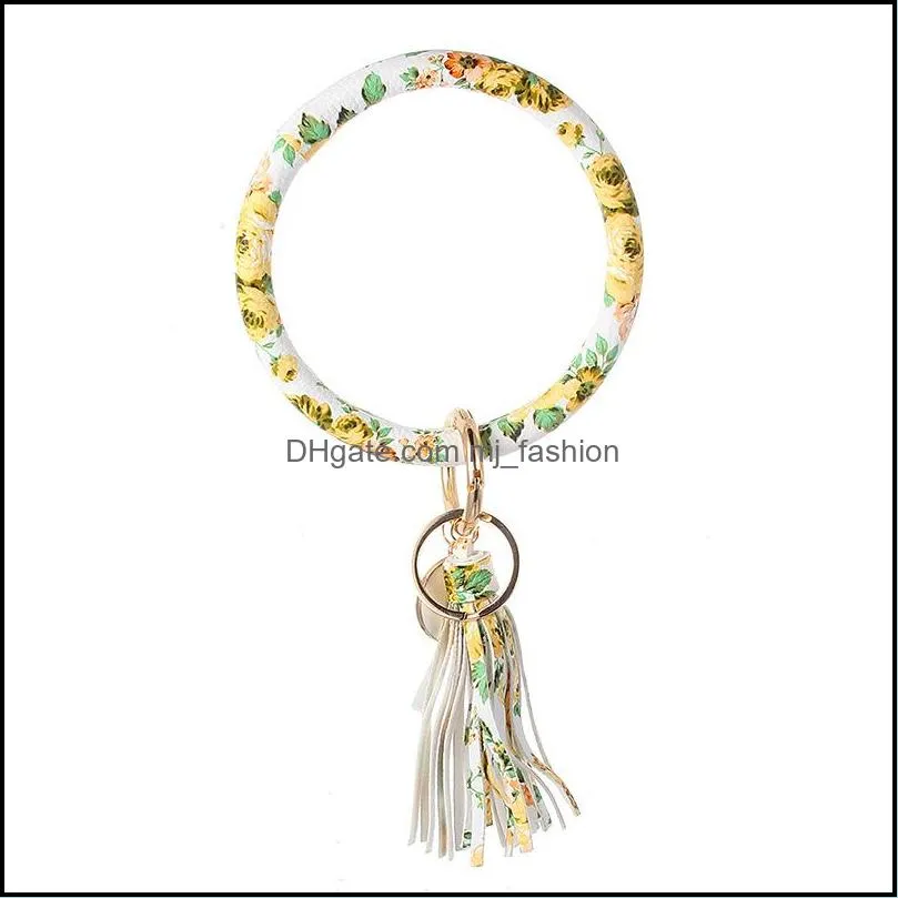 o key ring personalized sunflower serape leopard leather tassel bracelet keychain fashion bracelets wristlet jewelry free dhl m223f