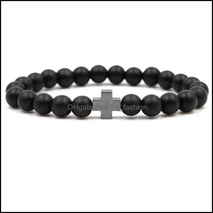 scrub stone black magnet colorful cross beads bracelet men and women cure birthday gift bracelet