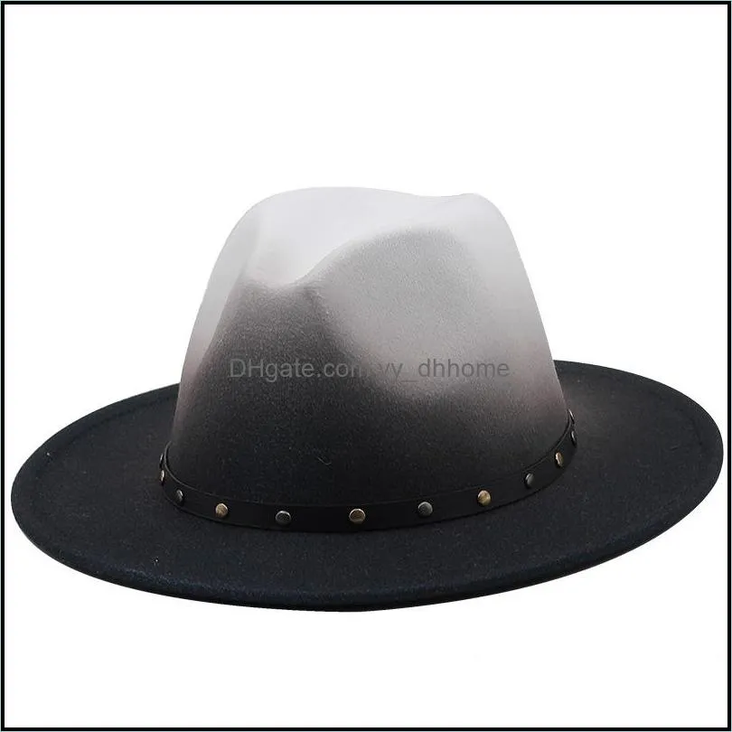 Gradient Fedora Hats For Women Men Fedoras Bulk Men`s Women`s Felt Hat 2021 Woman Man Panama Cap Female Male Jazz Caps Fall Autumn Winter Wholesale