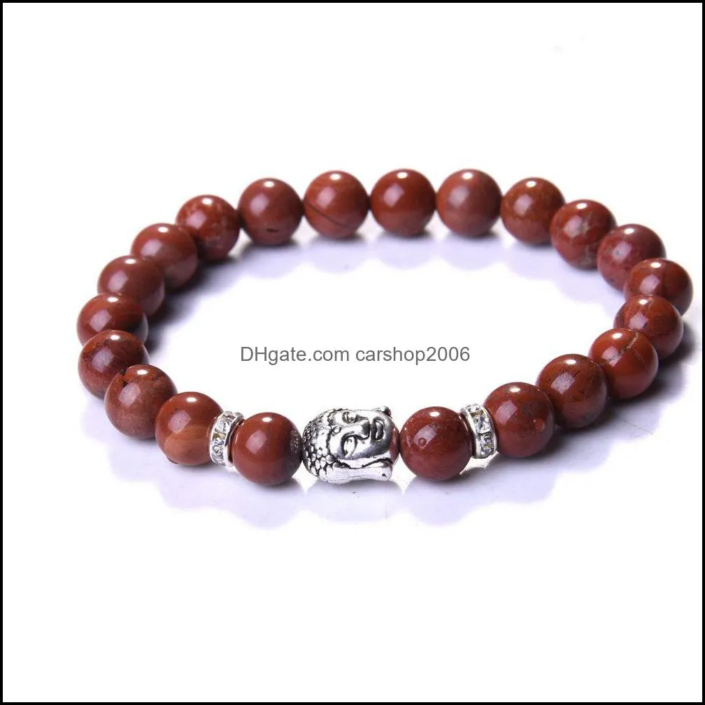 8mm Buddha Beads Bracelets Bangles Natural Stone Charm Bracelets For Women and Men Jewelry 2017 Bracciali lava pulseiras