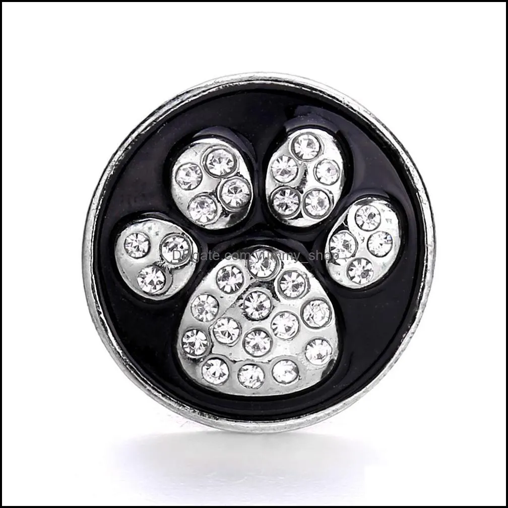 colorful crystal paw snap button jewelry components oil painting 18mm metal snaps buttons fit bracelet bangle noosa for women men