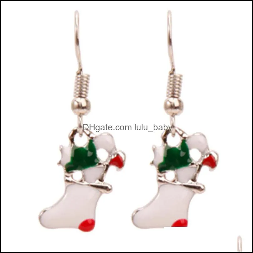 christmas crystal earrings charm set style stud snowflake tree elk bell star drop dangle earring for girls women