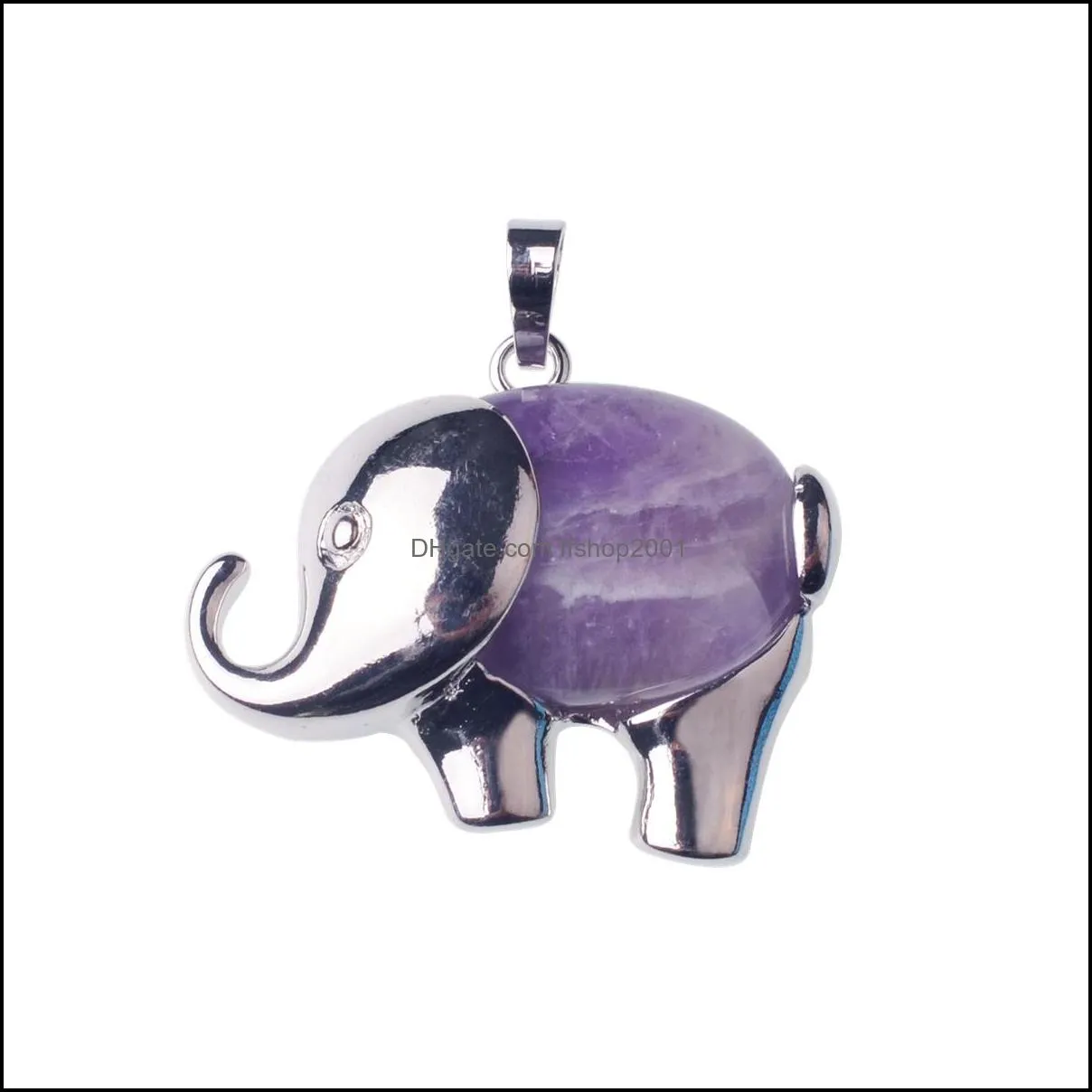 Alloy Elephant Gemstone Pendant Men and Women Old and New Year Easter Gifts Fashion Valentine`s Day Gift Necklace