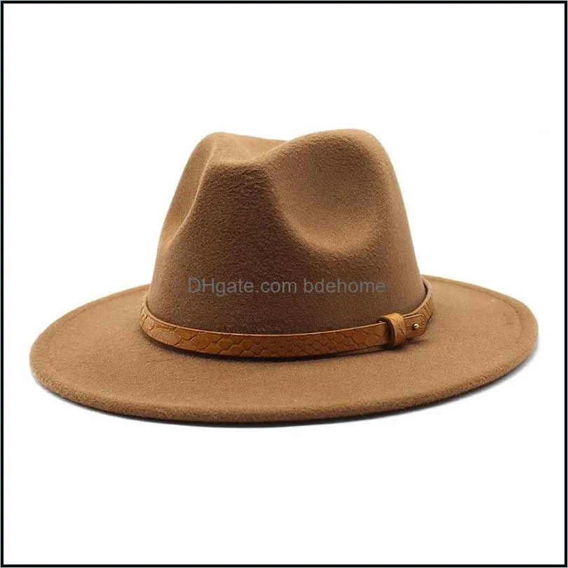 fedoras in bulk female male fedora hat for women men felt hats ladies girls wide brim cap woman man jazz panama caps autumn winter wholesale 26colors 2021