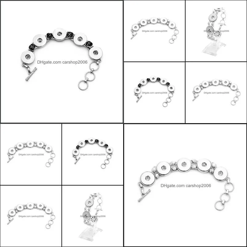 silver alloy noosa 5 snap button charms bracelet fit 18mm snaps buttons jewelry for women men