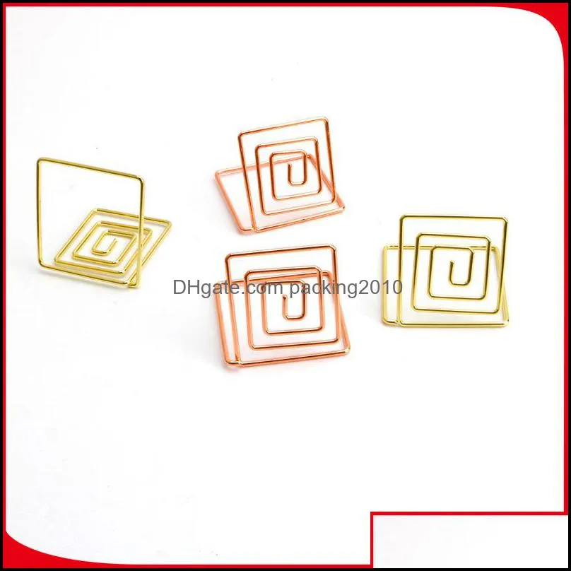 Electroplate Card Holders Geometric Figure Shape Note Clamps Rose Gold Color Name Cards Holder New Arrival 0 9zq L1
