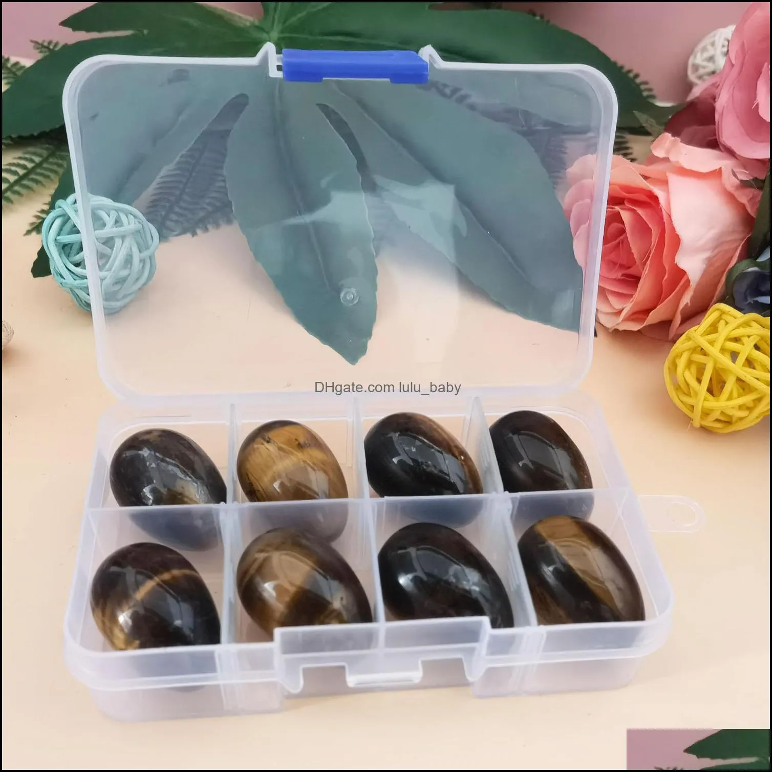 egg-shape crystals gemstones chakra stone healing balancing kit with box for collectors, crystal & reiki healers