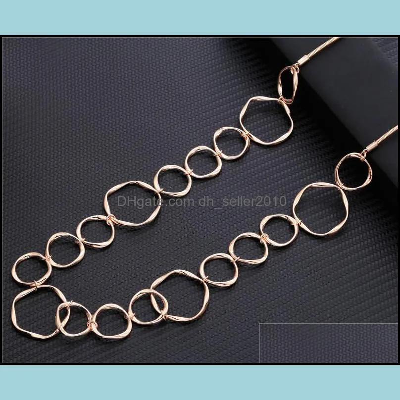 New Fashion Punk Circle Sheap Pendant Necklace Bracelet Earring for Women Elegant Gold Silver Plating Round Chain Necklace Jewelry