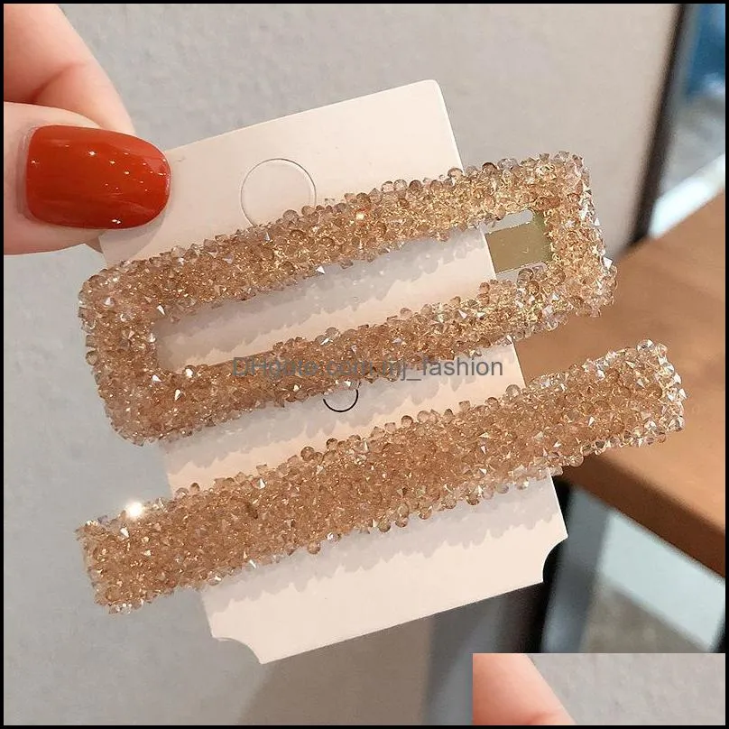 rhinestone hair clips headwear for women girls jewelry bling crystal hairpins square barrette fashion accessories free dhl