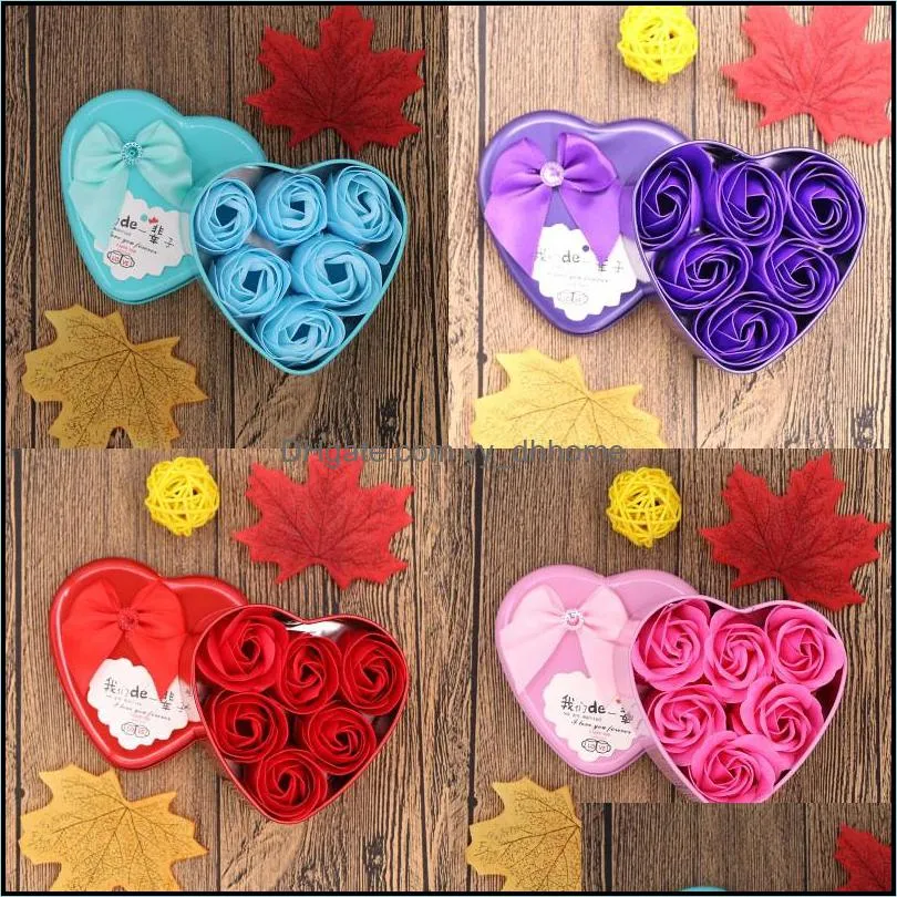 Artificial Soap Flowers Originality Rose Love Heart Shaped Container Cute Practical Soap Flower Valentine`s Day Present 2 68ad K2