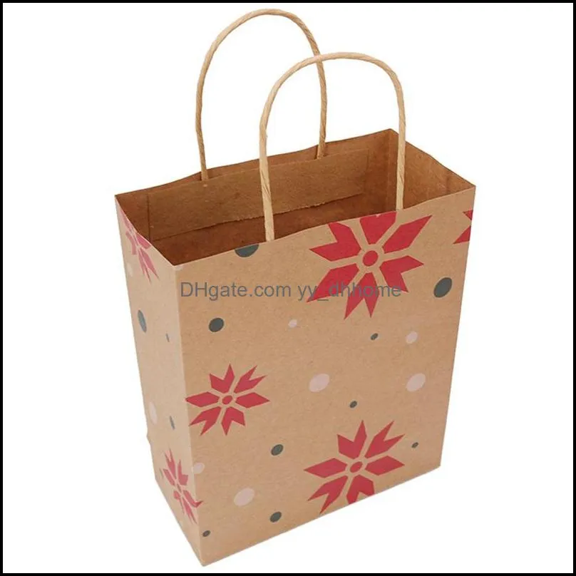 Portable Candy Gifts Pouch Kraft Paper Snowflake Xmas Tree Geometric Prints Packaging Bags Christmas Bag Of Party Decorations 1 06bm