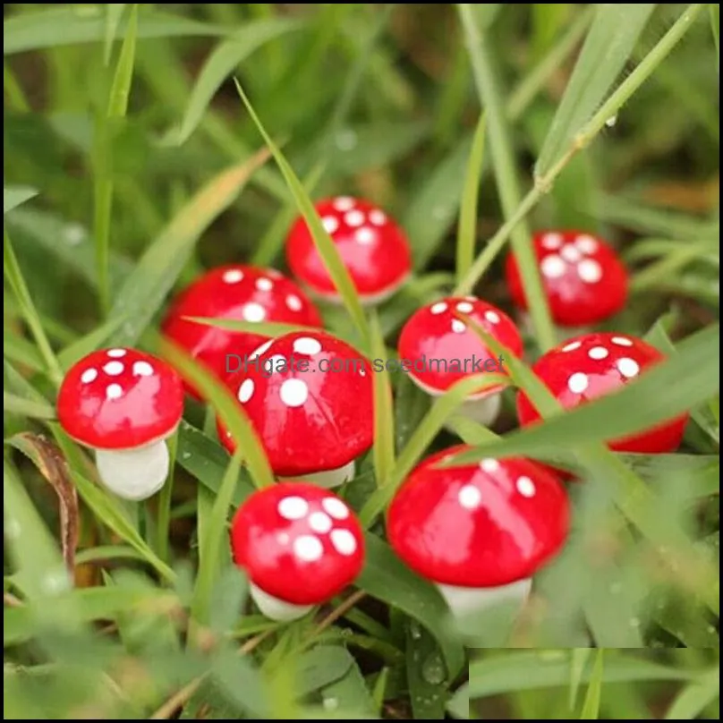 10pcs/set artificial mini mushroom miniatures fairy garden moss terrarium resin crafts decorations stakes craft 2cm