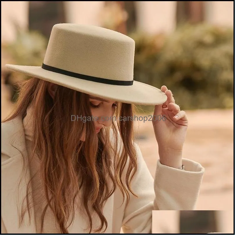 women`s winter hat 2021 fedoras felt fedora hats for women woman flat top cap female caps fashion accessories wholesale christmas gift