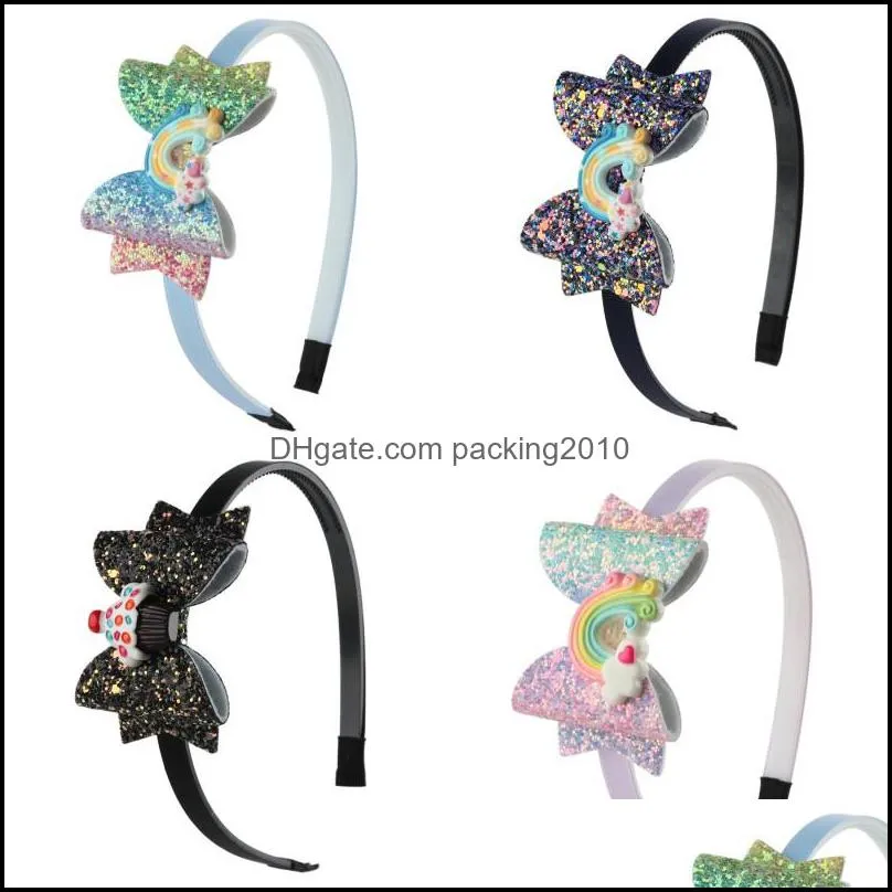 Fashion Double bow Kids Hairband Hair Accessories Party Supplies Gradients Sequins Kids Thin Hair Band 3 06wj J2