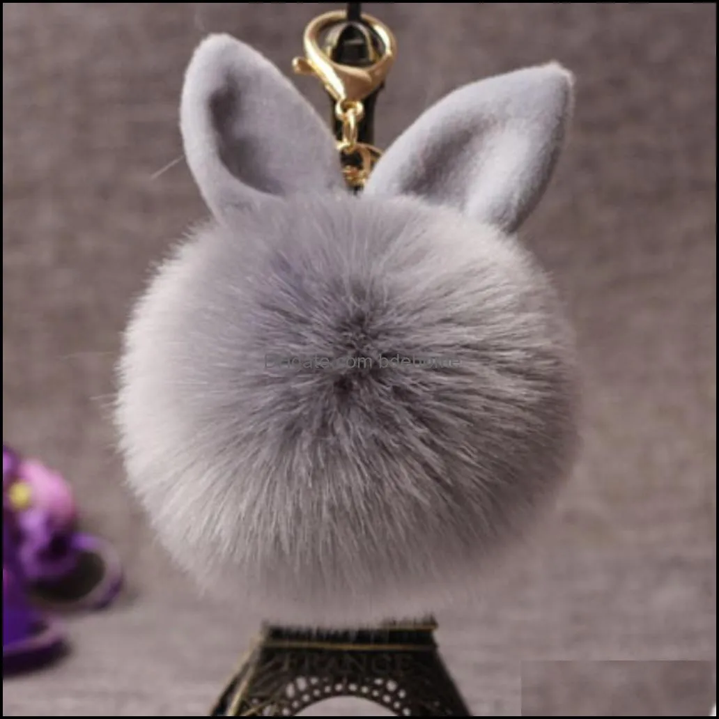 faux rabbit fur ball key chain pom poms keychains car bag charm pendant fluffy keyrings fashion jewelry free dhl d316q f