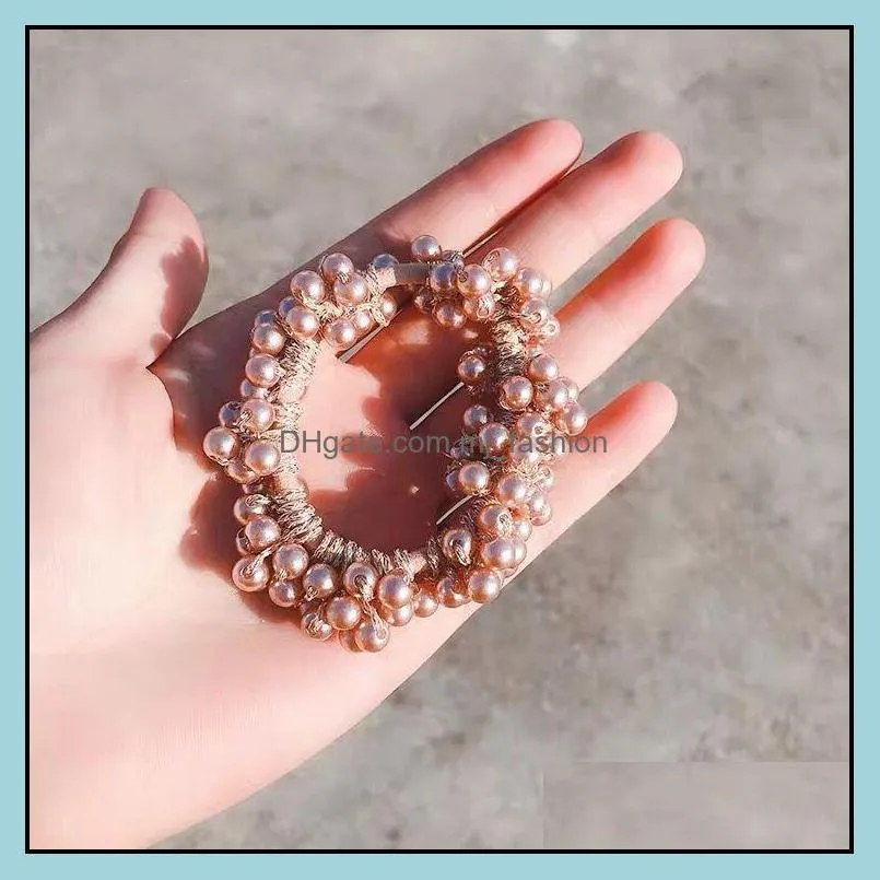 women pearl hair ties girls elastic hair ring band ponytail holders rubber bands woman scrunchy scrunchies headwear hair accessories