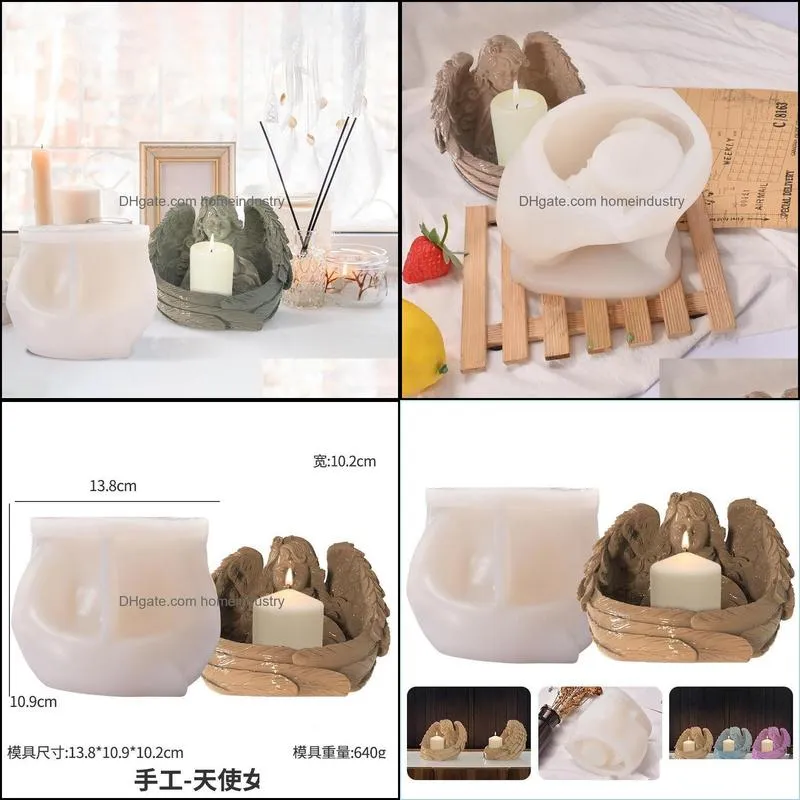 Craft Tools Diy Handmade Products Scented Candle Holder Silicone Mold Church Decoration Angel Resin Mould Drop