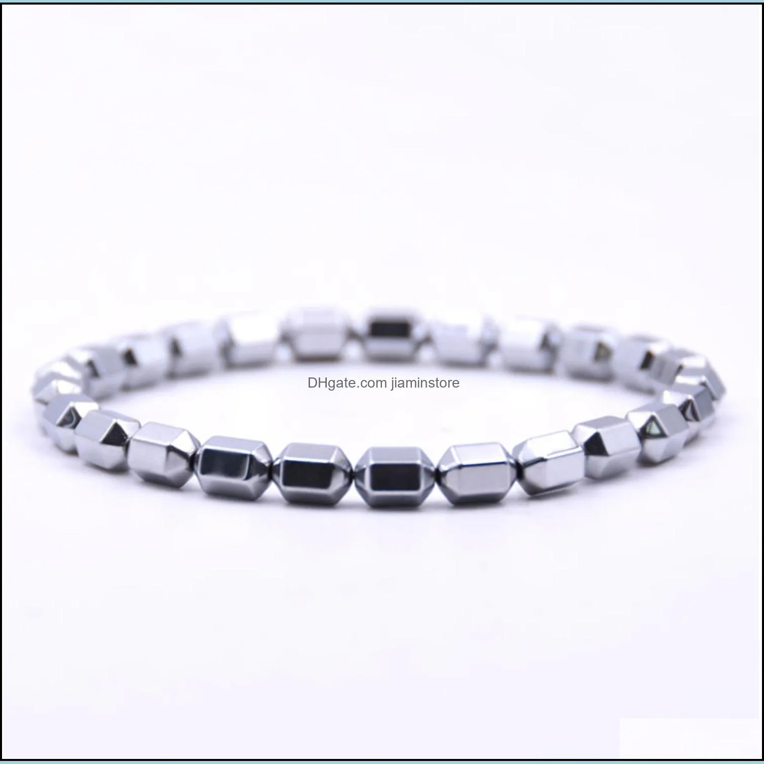 Black gallstone hexagonal column bracelet charm men`s jewelry handmade birthday Christmas gifts