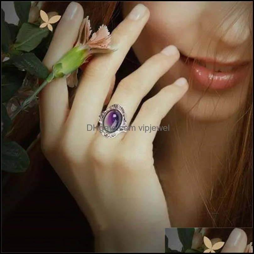 vintage retro color change mood ring oval emotion feeling changeable ring temperature control color rin wmtfzr dh_garden 821 q2