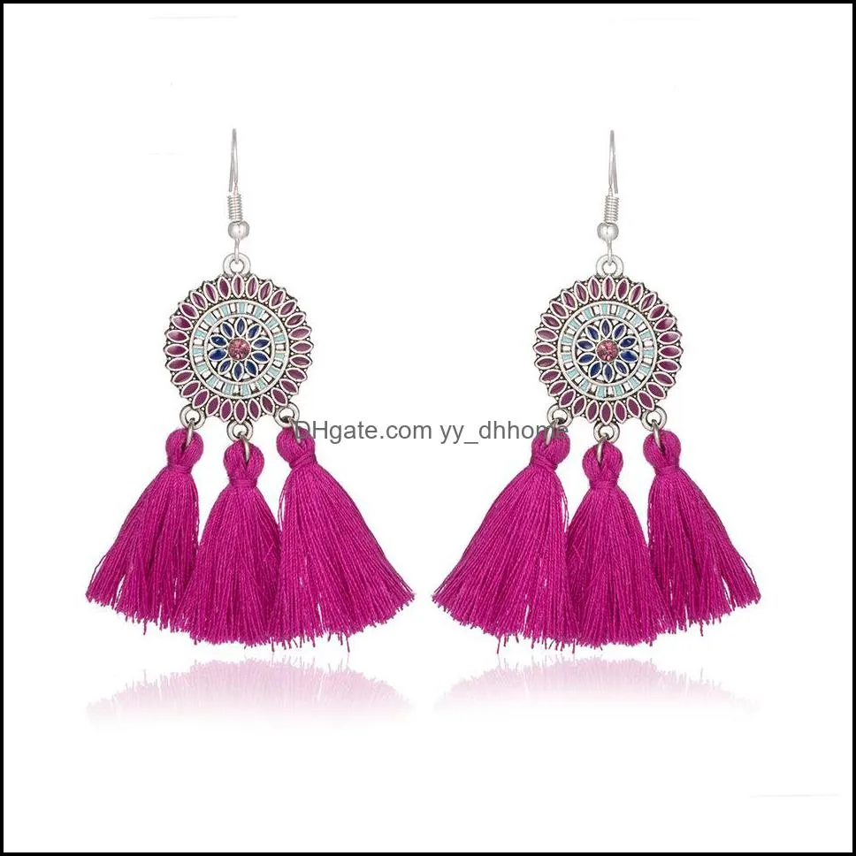 Bohemian Flower Tassel Earrings for Women Casual Jewelry Fringe Dangle Drop Earring Ear Hook Hanging Gift Free DHL G602S F