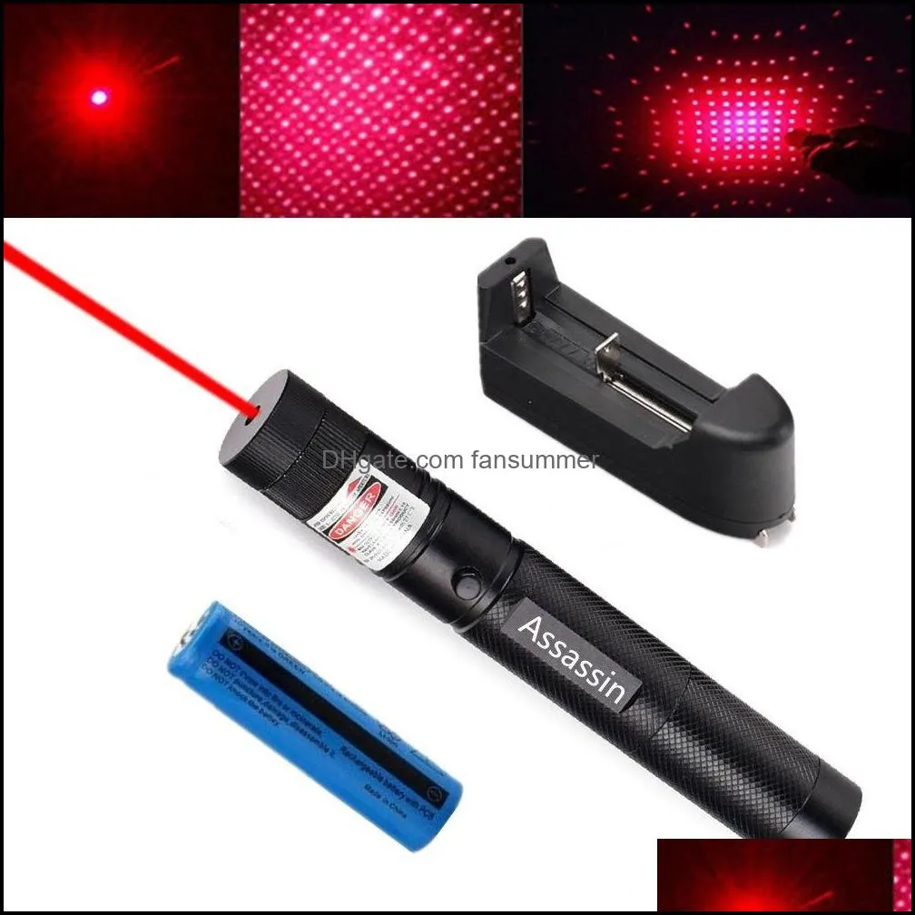 303 2in1 Red Laser Pen Pointer 5mw 650m Powerful Star Pattern Burning Red Lazer Beam Light+18650 Battery+