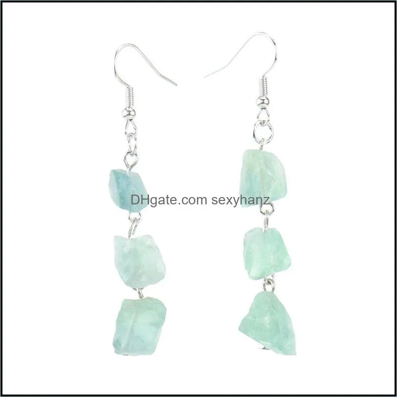 Natural Crushed Stone Rough Crystal Agate Dangle Earrings Wholesale Women Jewelry