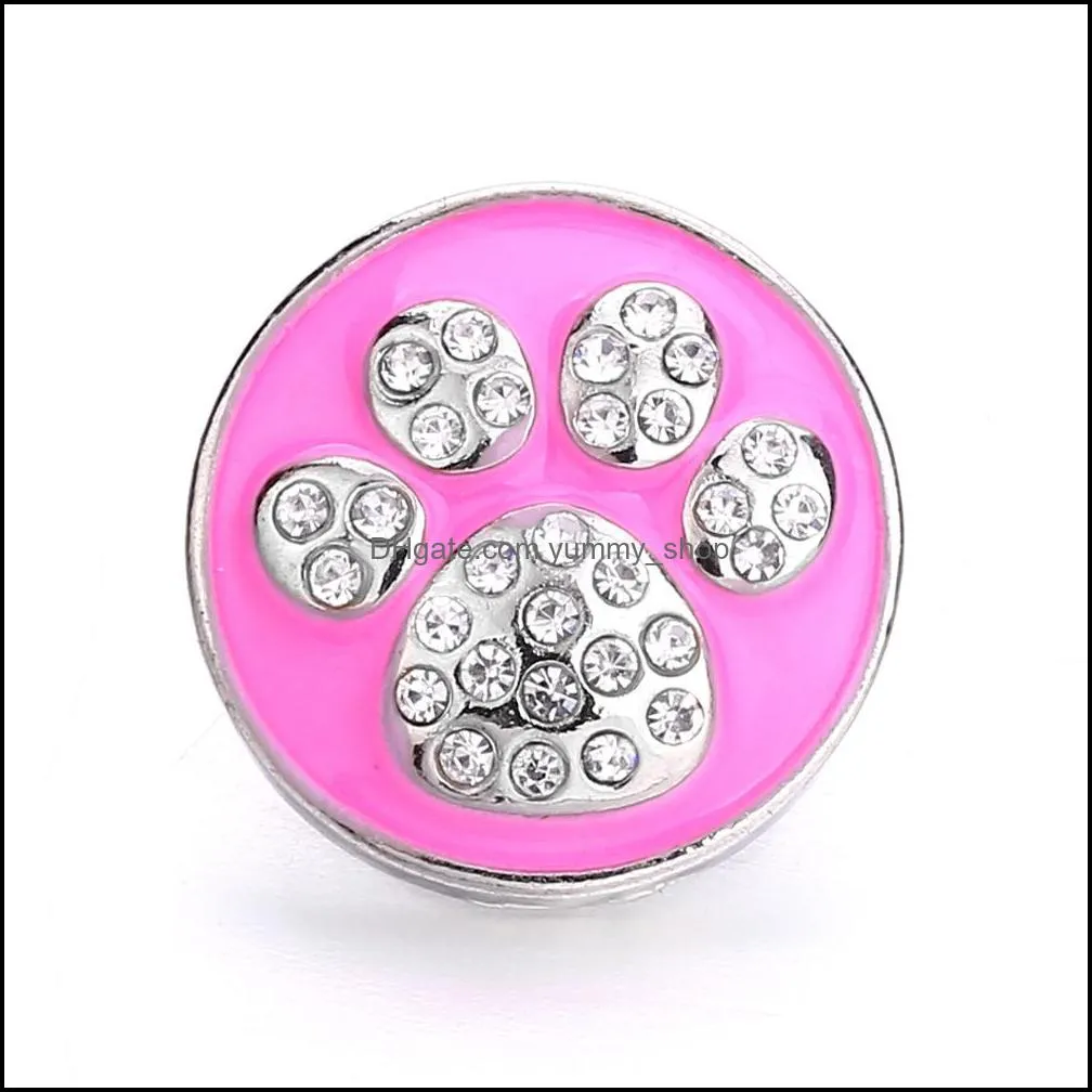 colorful crystal paw snap button jewelry components oil painting 18mm metal snaps buttons fit bracelet bangle noosa for women men