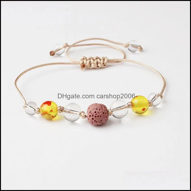Glass Lava Beads Friendship Bracelet Hand-knitted Beaded Yoga Ladies  Oil Aromatherapy Bracelet