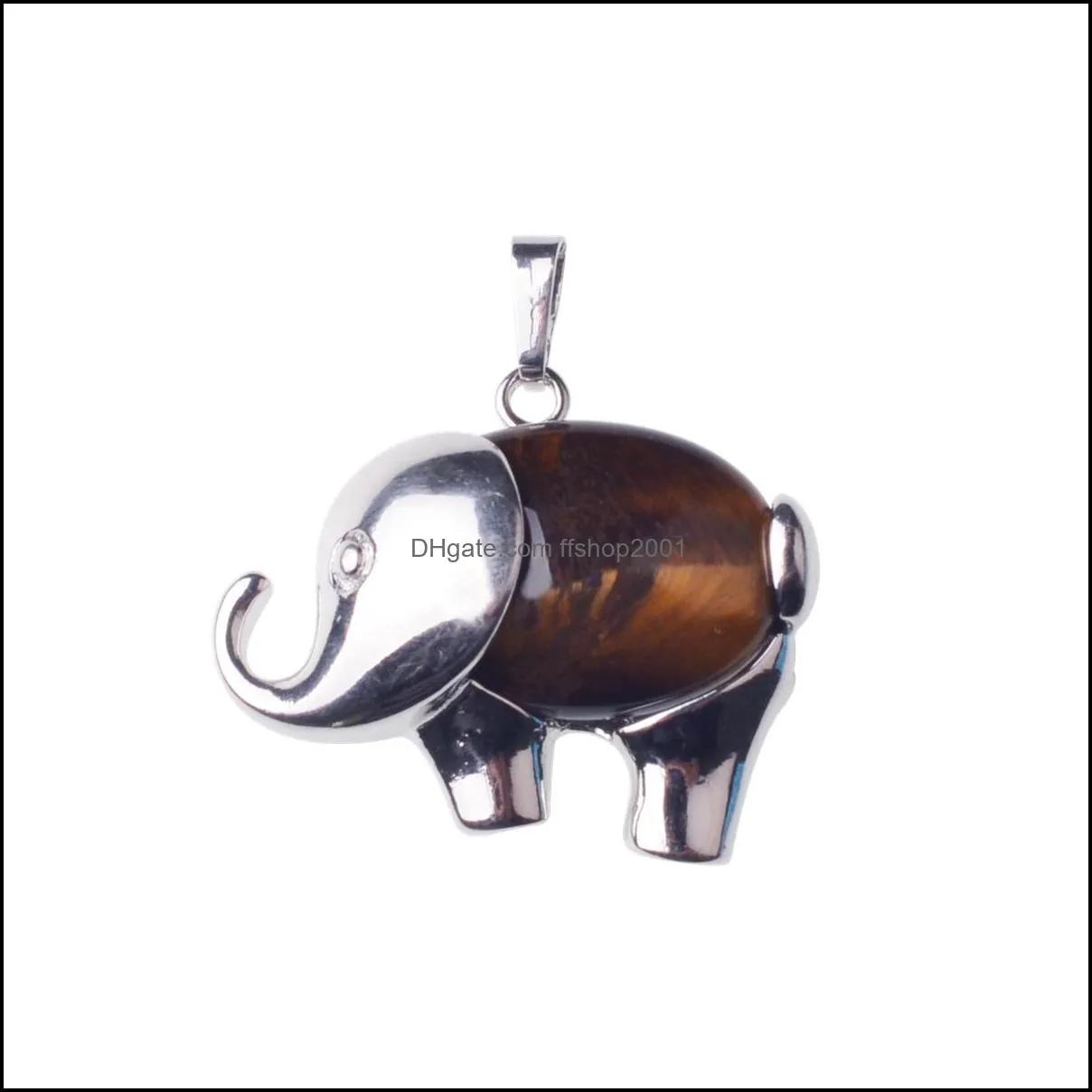 Alloy Elephant Gemstone Pendant Men and Women Old and New Year Easter Gifts Fashion Valentine`s Day Gift Necklace