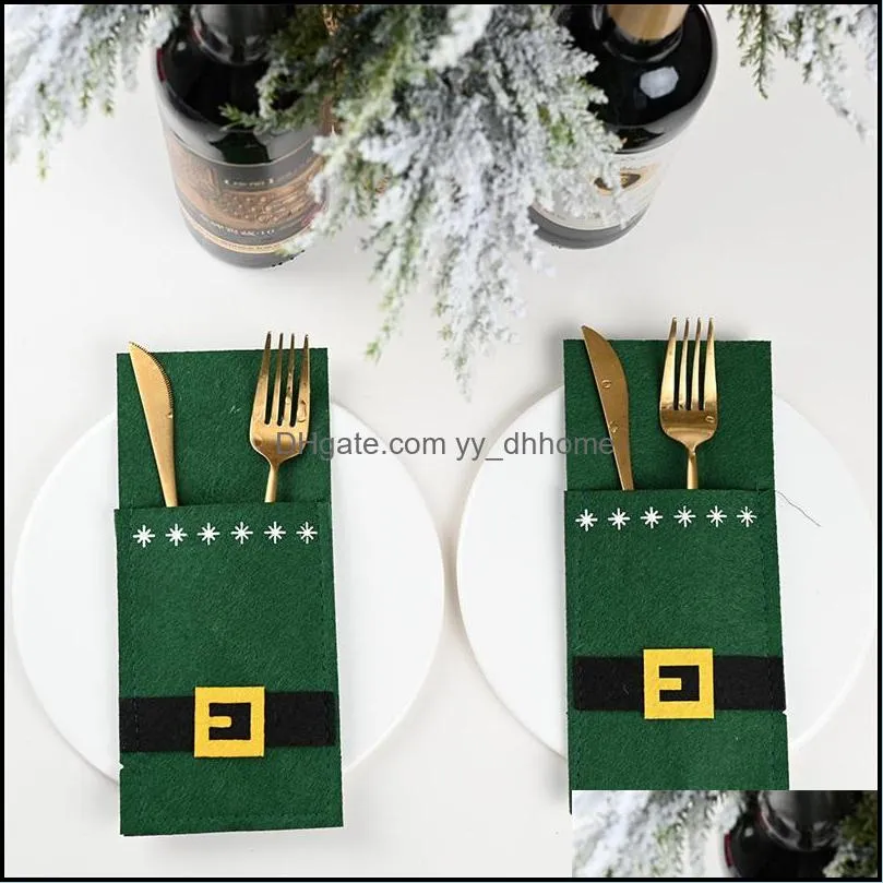 Novely Christmas Dinnerware Bag Santa Claus Belt Styles Knife And Fork Cutlery Holders Table Flatware Cover Of Home Xmas Party1 6hq E1