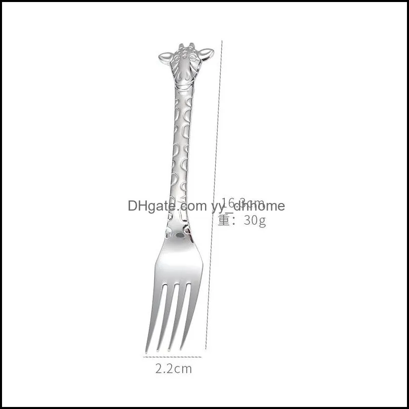 Beautiful Giraffe Headed Soup Scoops Plated 304 Stainless Steel Drinks Spoon Metal Color  Fruit Salad Fork High Quality 5rya E1