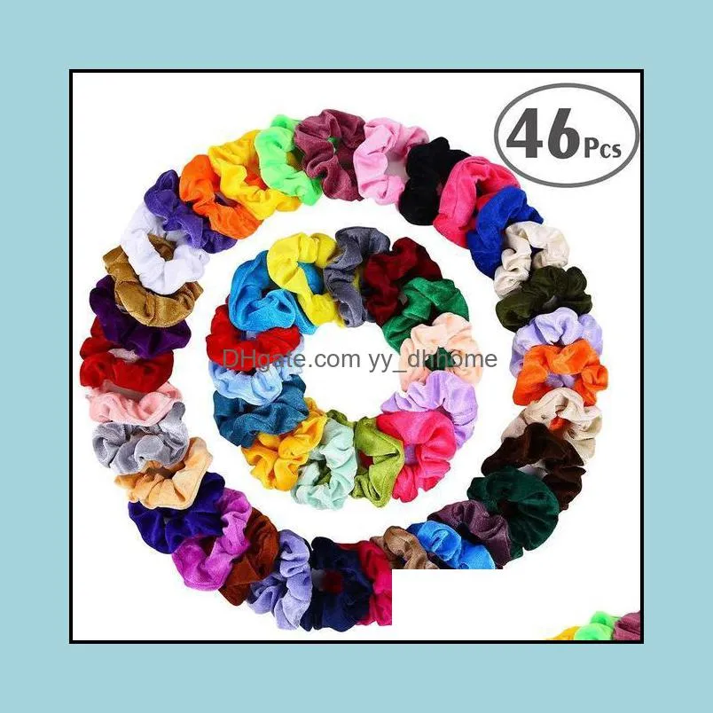 Women girls scrunchy Hair Scrunchies Velvet Elastics Hair ring Ties Scrunchy Bands Ties Ropes Hairband Gifts Hair Accessories 46 Pcs