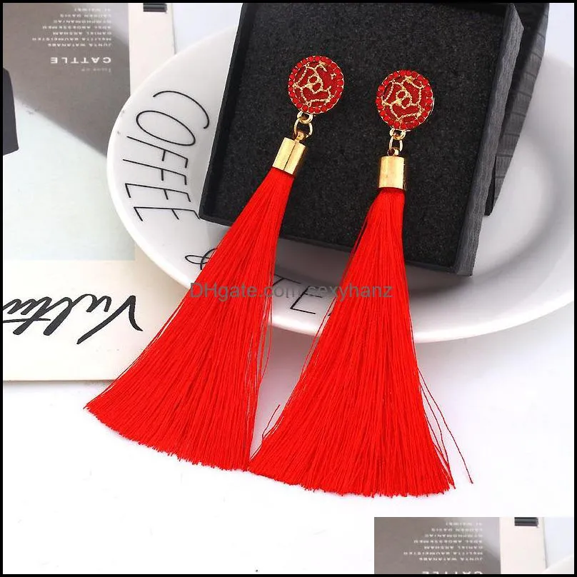 2020 Boho Crystal Long Tassel Drop Earrings studs For women girls Ethnic Geometric Dangle Statement Earring Fashion Jewelry christmas