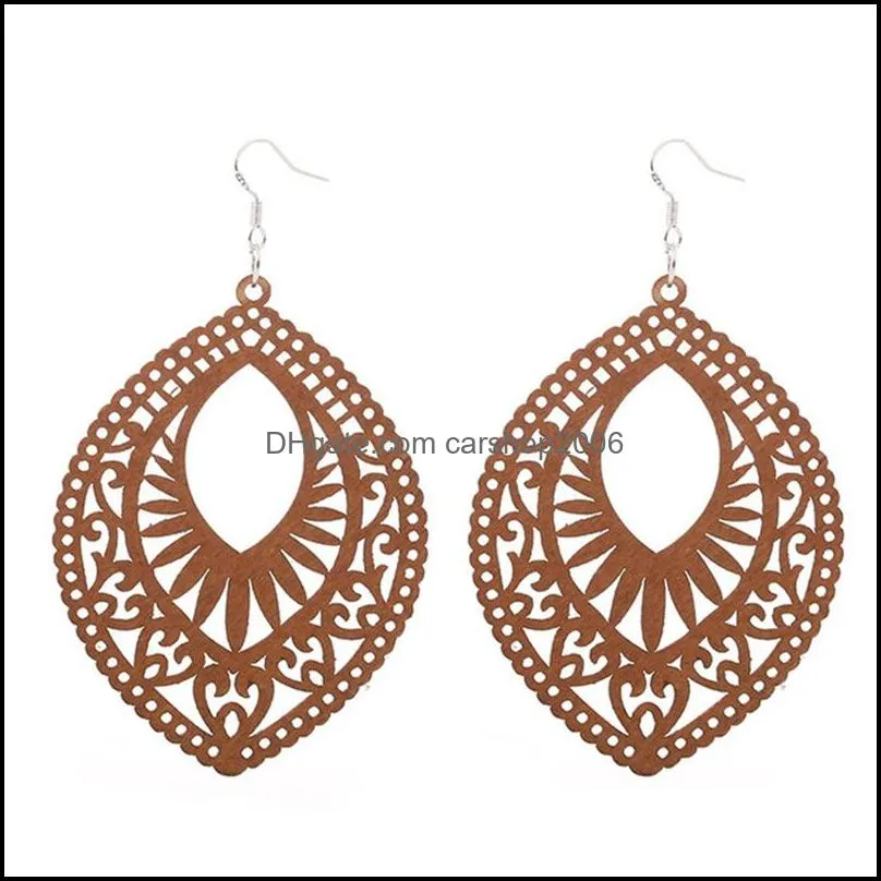 wooden hollow dangle earrings high quality women fashion light weight bohemian hook earring jewelry accessories gifts p436fa