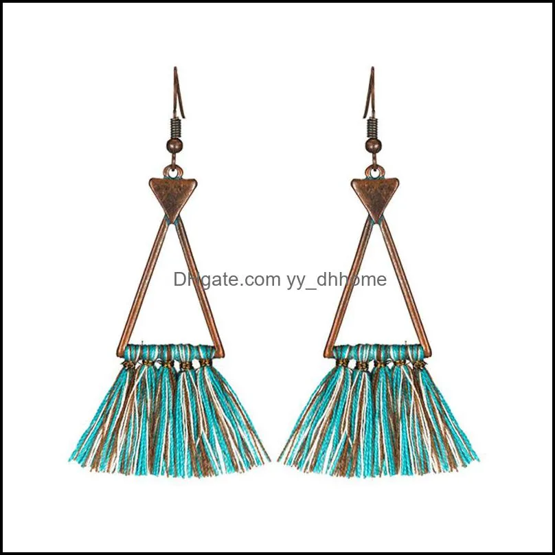 Bohemian Tassel Earrings for Women Fashion Jewelry Vintage Geometric Triangle Earring Christmas Gift Free DHL D926S F